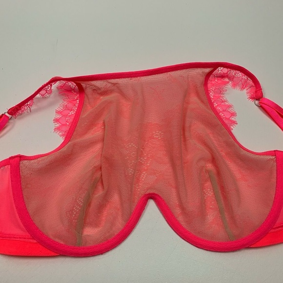 2 VICTORIAS SECRETS VERY SEXY HIGH NECK BRAS, DUSTY ROSE & NEON PINK 34DD - Picture 6 of 11